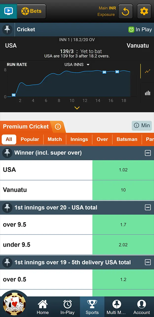 Click on the odds for the selected market to add it to your bet slip on Sky247.