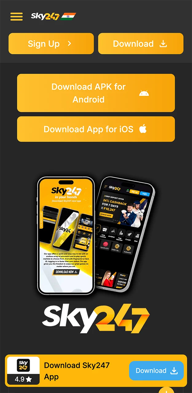 Use this direct link to download the Sky247 app for iOS.