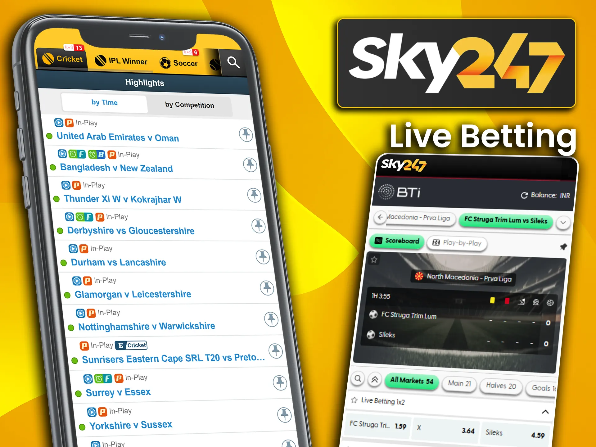 Use the live betting feature to place wagers on ongoing matches in real-time on Sky247.