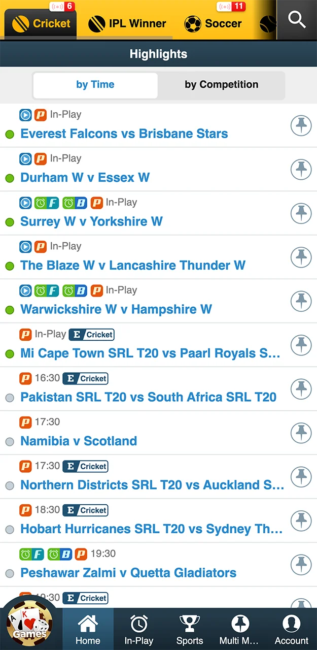 Sports betting on the Sky247 bookmaker’s app.