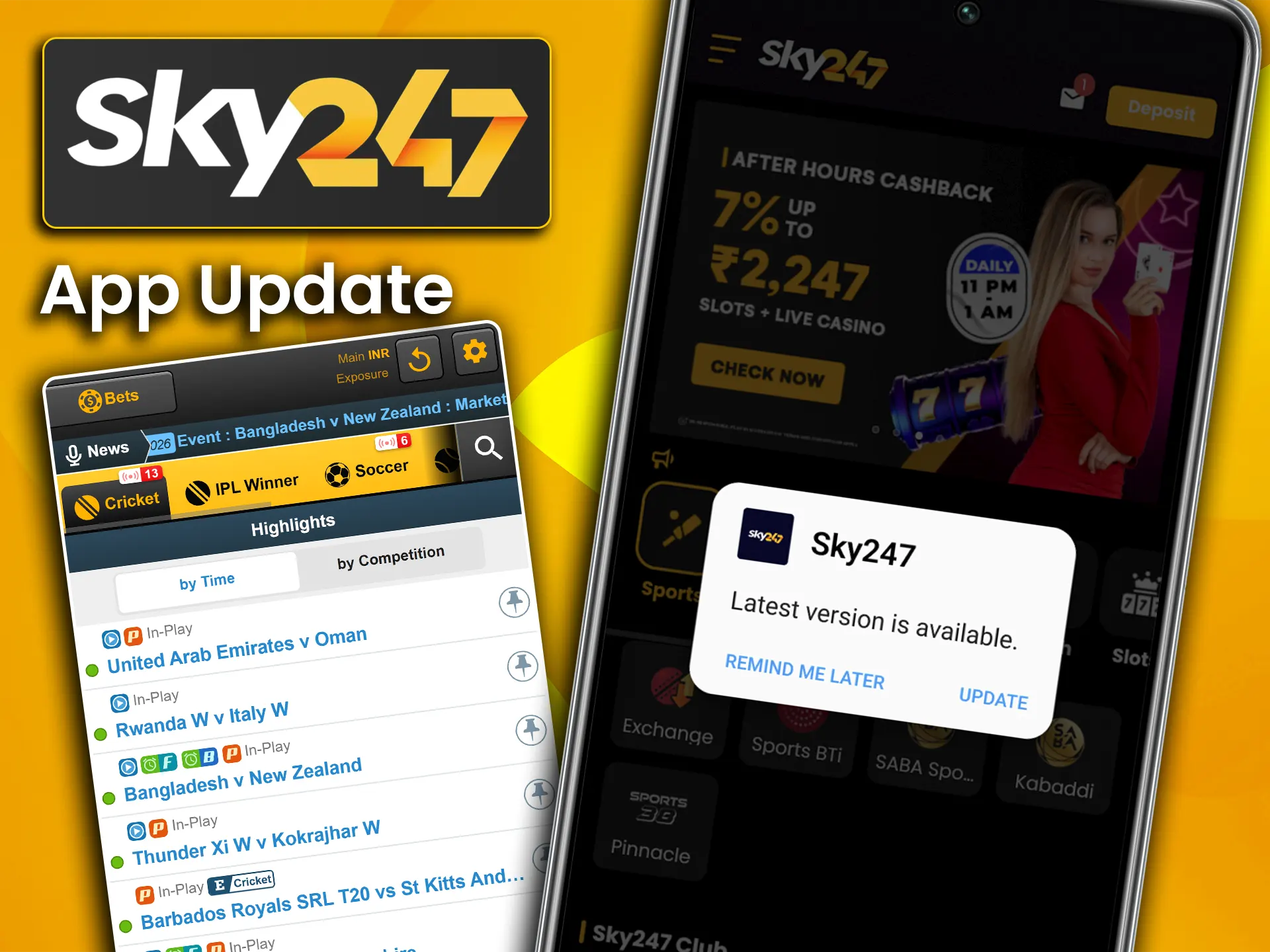 Read the guide on how to update the Sky247 app to the latest version.