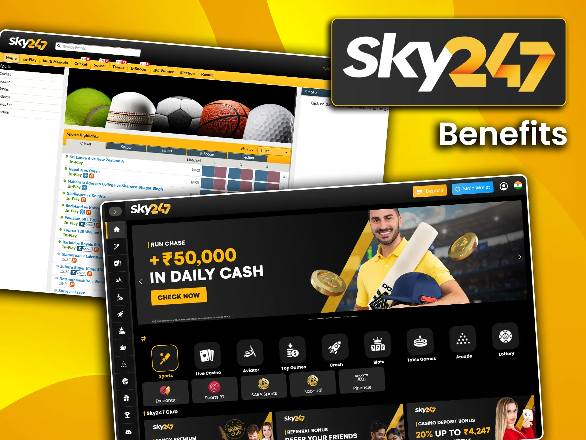 Discover all the benefits of the official Sky247 website.