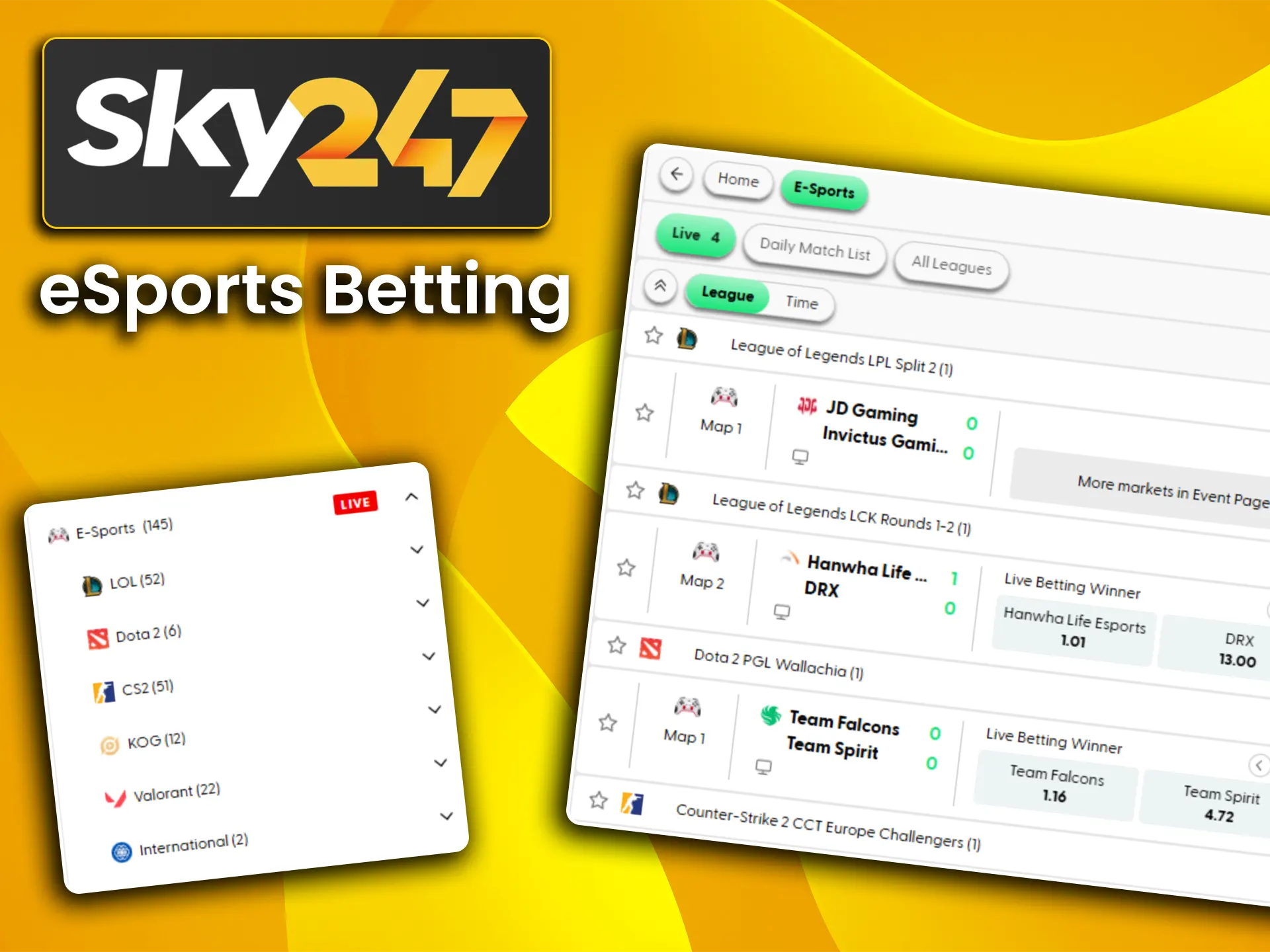 Bet on professional competitive gaming tournaments at Sky247.