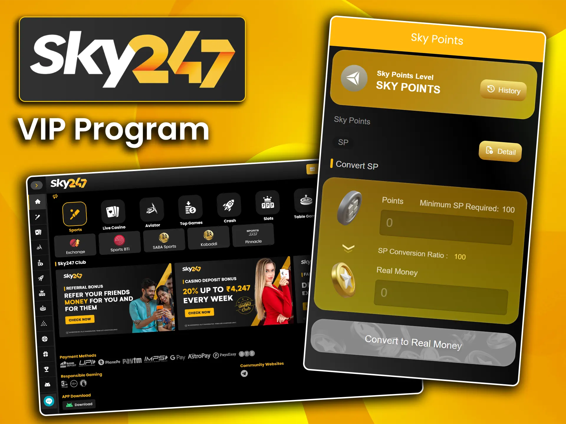 Unlock exclusive loyalty rewards and high-roller benefits through the club at Sky247.