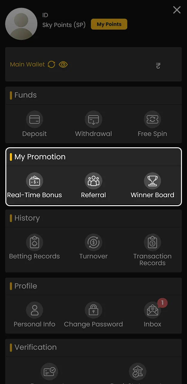 Place your wagers to meet conditions and receive cashback directly into your account on Sky247.